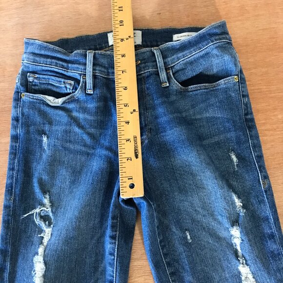 Frame Le Skinny De Jeanne Jean Women 27 Blue Mid Rise Distressed Medium Wash - Picture 9 of 13